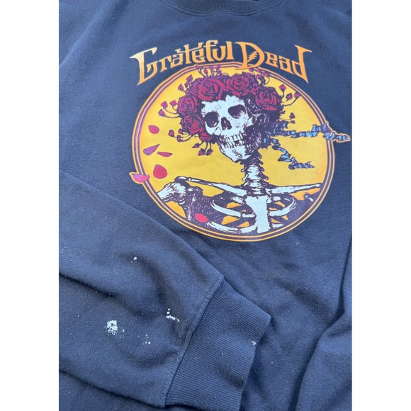 Grateful Dead Rose Skull Skeleton Crewneck Sweatshirt XL Black Rock Band - Picture 1 of 8